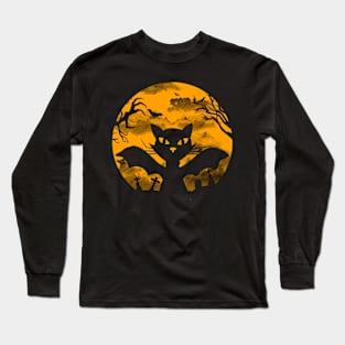 Happy halloween black cat Long Sleeve T-Shirt